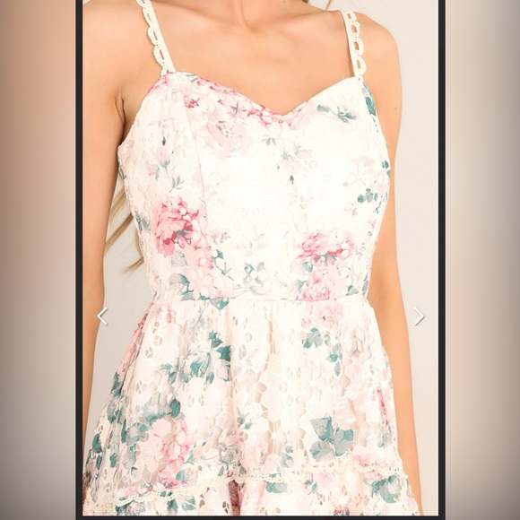 Flirt For Fun Ivory Floral Print Lace Midi Dress - Picture 2 of 5